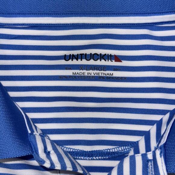 UNTUCKit Polo Preppy Designer Breathable Athletic Gym Golf Comfort Striped Shirt - Picture 9 of 12